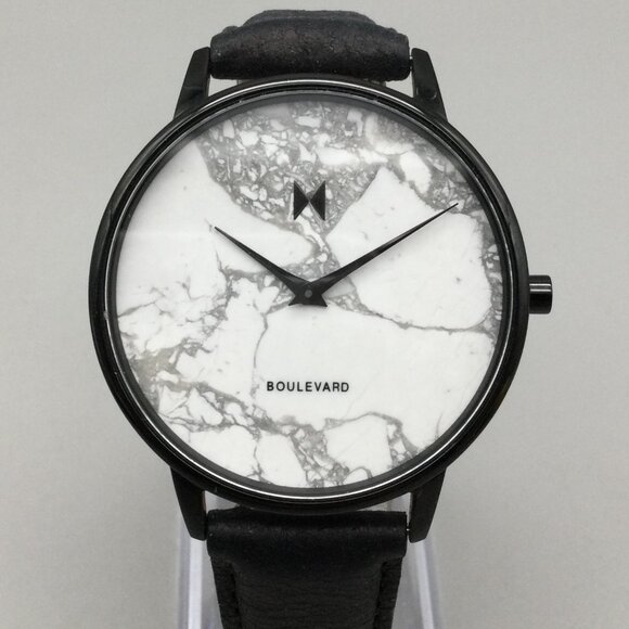 MVMT Marble Boulevard Watch Women 38mm Black Leather Band New Battery main image 10